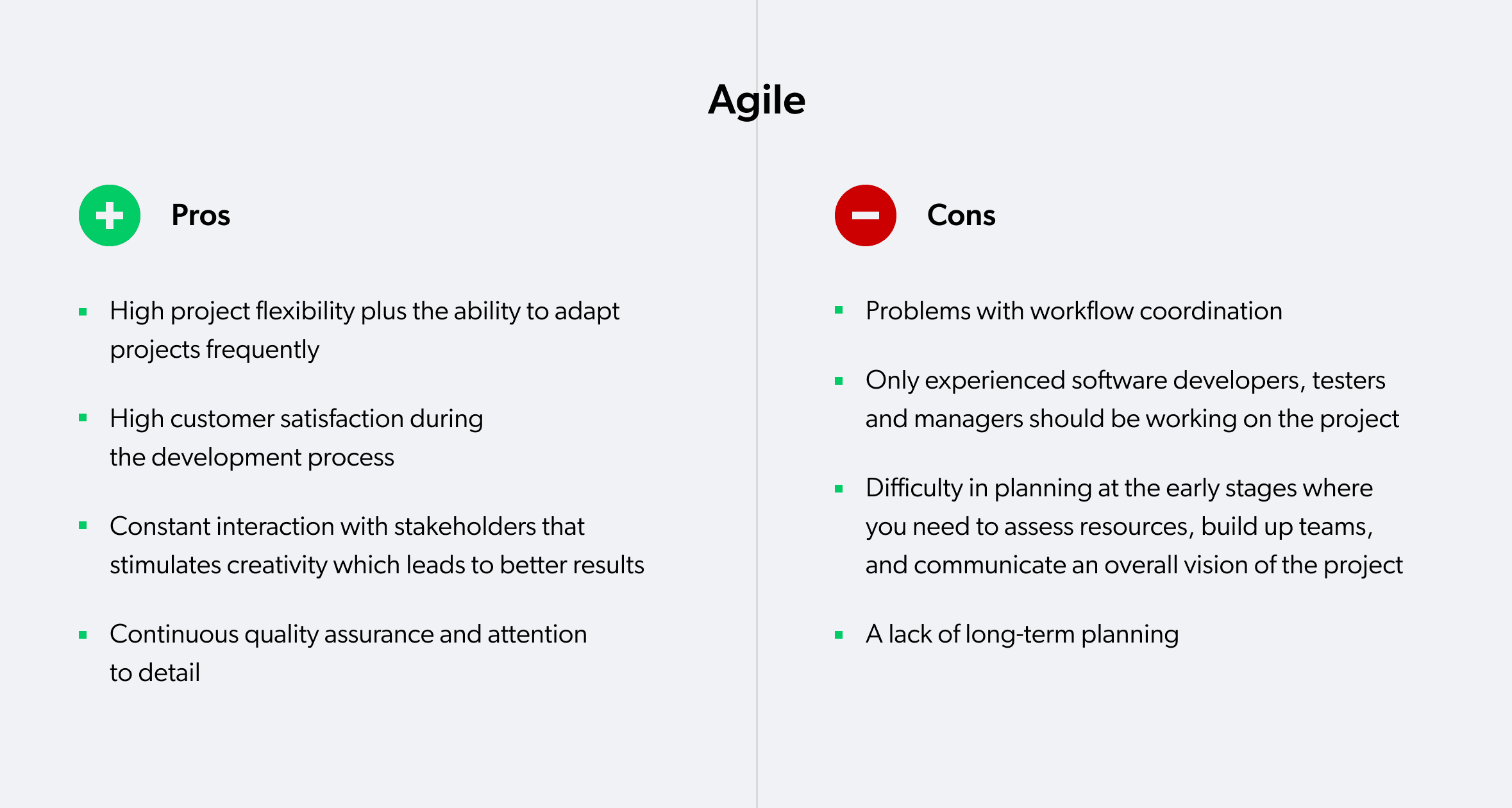 agile pros and cons