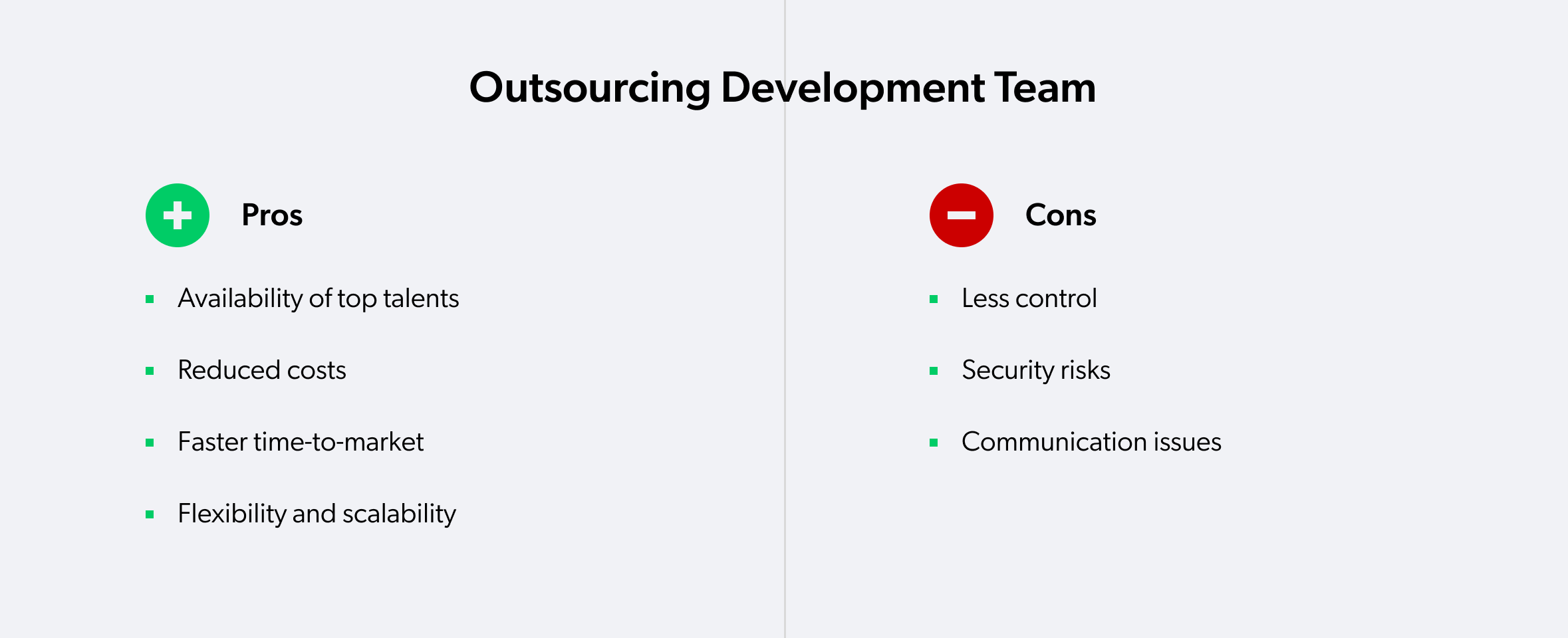 Outsourcing development team - pros and cons